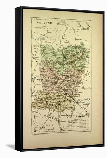 Map of Mayenne France-null-Framed Stretched Canvas