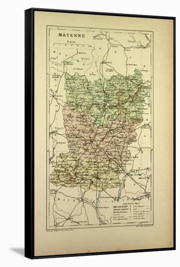 Map of Mayenne France-null-Framed Stretched Canvas