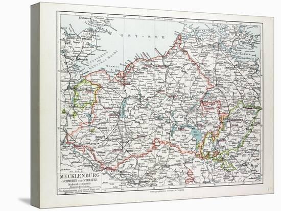 Map of Mecklenburg Germany 1899-null-Stretched Canvas