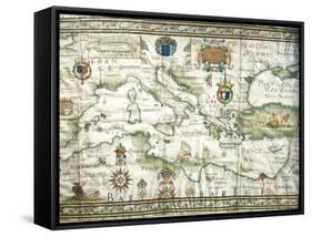 Map of Mediterranean and Black Sea, 1654-null-Framed Stretched Canvas