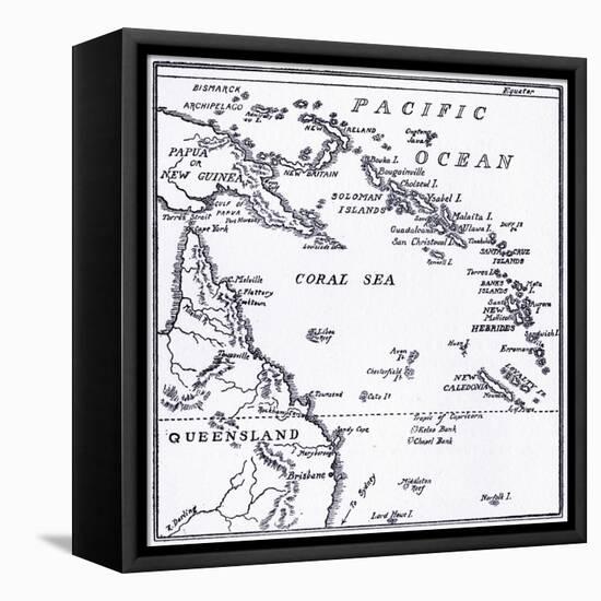 Map of Melanesia, 1908-null-Framed Stretched Canvas