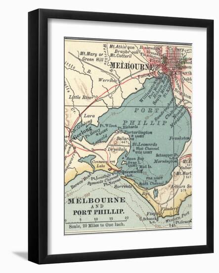 Map of Melbourne (C. 1900), Maps-Encyclopaedia Britannica-Framed Art Print