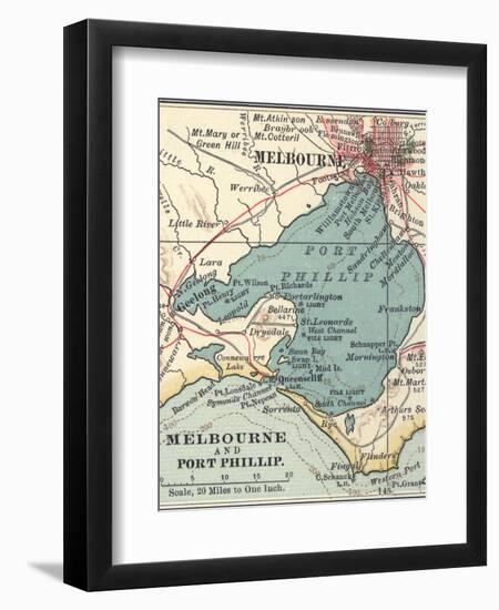 Map of Melbourne (C. 1900), Maps-Encyclopaedia Britannica-Framed Art Print