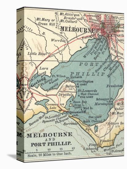 Map of Melbourne (C. 1900), Maps-Encyclopaedia Britannica-Stretched Canvas