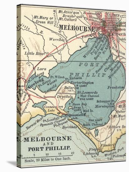 Map of Melbourne (C. 1900), Maps-Encyclopaedia Britannica-Stretched Canvas