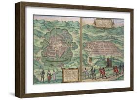 Map of Mexico and Cuzco, from "Civitates Orbis Terrarum"-Joris Hoefnagel-Framed Giclee Print