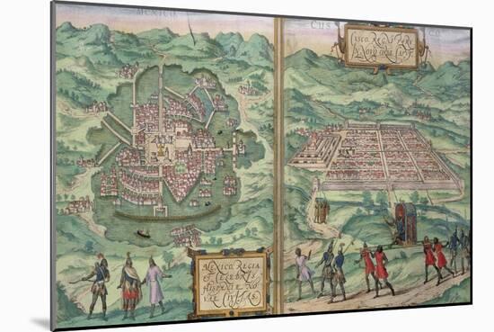 Map of Mexico and Cuzco, from "Civitates Orbis Terrarum"-Joris Hoefnagel-Mounted Giclee Print