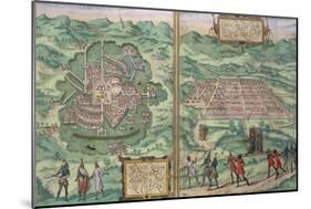 Map of Mexico and Cuzco, from "Civitates Orbis Terrarum"-Joris Hoefnagel-Mounted Giclee Print