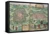 Map of Mexico and Cuzco, from "Civitates Orbis Terrarum"-Joris Hoefnagel-Framed Stretched Canvas