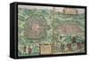 Map of Mexico and Cuzco, from "Civitates Orbis Terrarum"-Joris Hoefnagel-Framed Stretched Canvas