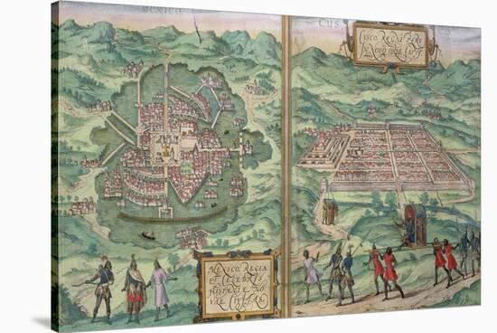 Map of Mexico and Cuzco, from "Civitates Orbis Terrarum"-Joris Hoefnagel-Stretched Canvas