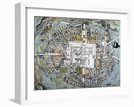 Map of Mexico City Attributed to Cortes-null-Framed Giclee Print