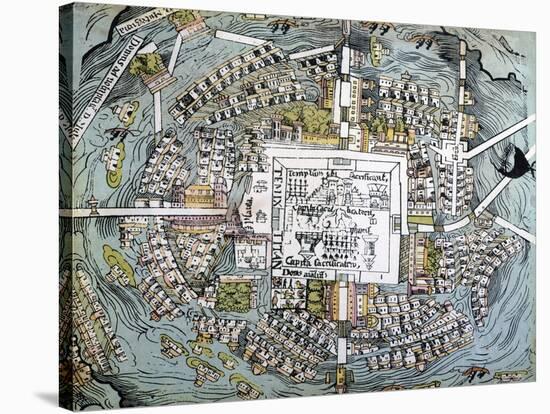 Map of Mexico City Attributed to Cortes-null-Stretched Canvas