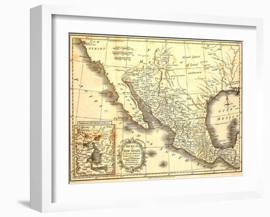 Map Of Mexico Dated 1821-Tektite-Framed Art Print