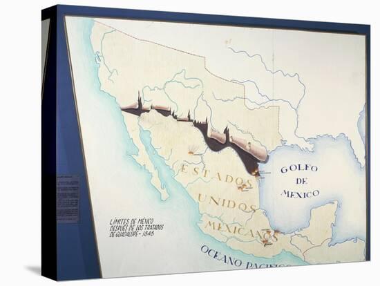 Map of Mexico with New Boundaries Established by Treaty of Guadalupe on February 2, 1848-null-Stretched Canvas