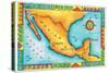 Map of Mexico-Jennifer Thermes-Stretched Canvas