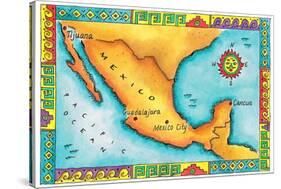 Map of Mexico-Jennifer Thermes-Stretched Canvas