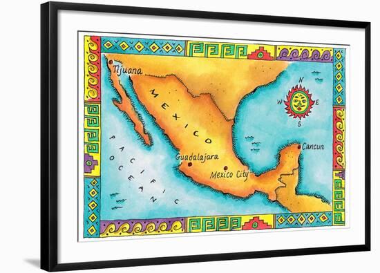 Map of Mexico-Jennifer Thermes-Framed Photographic Print