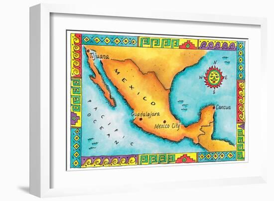 Map of Mexico-Jennifer Thermes-Framed Photographic Print