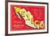 Map of Mexico-null-Framed Premium Giclee Print