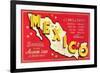 Map of Mexico-null-Framed Premium Giclee Print