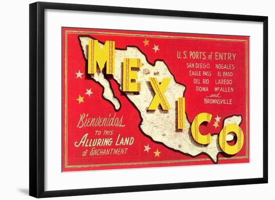 Map of Mexico-null-Framed Art Print