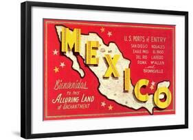 Map of Mexico-null-Framed Art Print