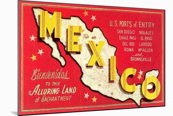 Map of Mexico-null-Mounted Art Print