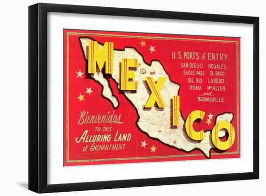 Map of Mexico-null-Framed Art Print