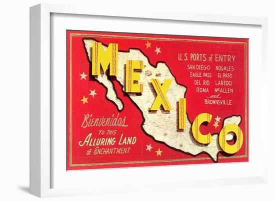 Map of Mexico-null-Framed Art Print