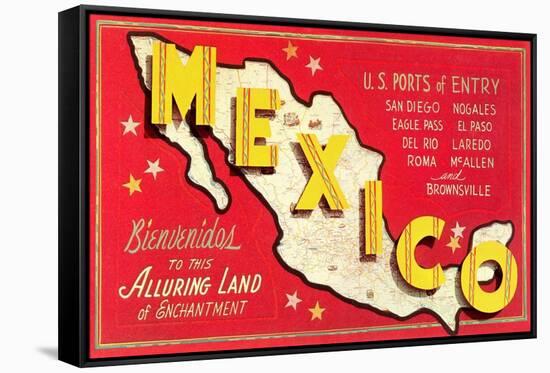 Map of Mexico-null-Framed Stretched Canvas