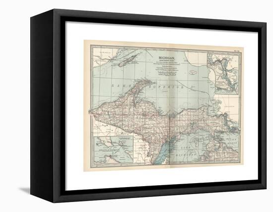 Map of Michigan, Northern Part-Encyclopaedia Britannica-Framed Stretched Canvas