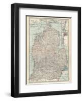 Map of Michigan, Southern Part-Encyclopaedia Britannica-Framed Art Print