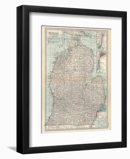 Map of Michigan, Southern Part-Encyclopaedia Britannica-Framed Art Print