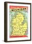 Map of Michigan-null-Framed Art Print