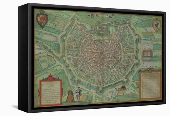 Map of Milan, from "Civitates Orbis Terrarum" by Georg Braun and Frans Hogenburg, circa 1572-Joris Hoefnagel-Framed Stretched Canvas