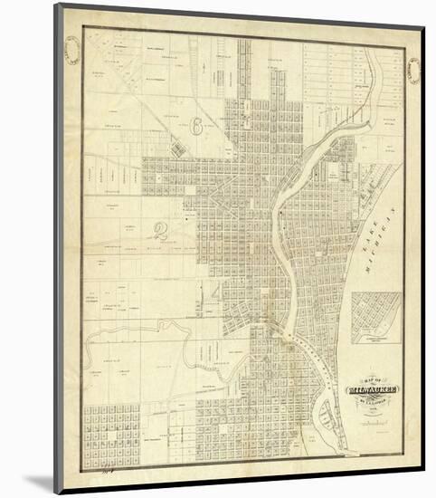 Map of Milwaukee, c.1856-I^ A^ Lapham-Mounted Art Print