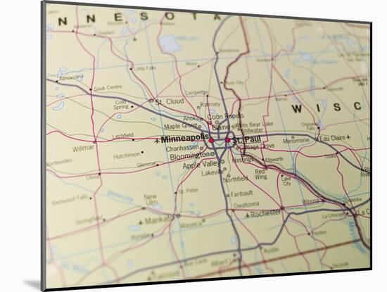 Map of Minneapolis and St. Paul-gemenacom-Mounted Art Print