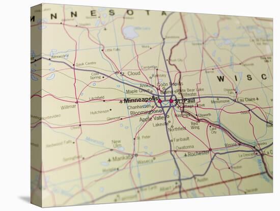 Map of Minneapolis and St. Paul-gemenacom-Stretched Canvas