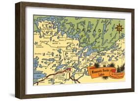 Map of Minnesota Border Lakes-null-Framed Art Print