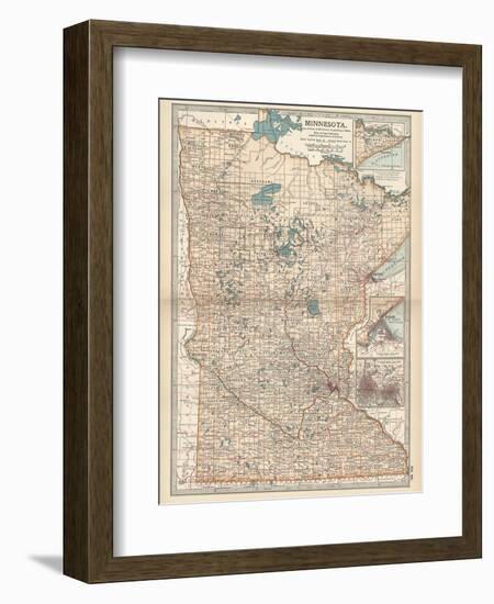 Map of Minnesota-Encyclopaedia Britannica-Framed Art Print