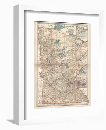 Map of Minnesota-Encyclopaedia Britannica-Framed Art Print