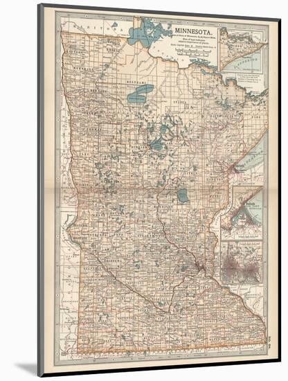 Map of Minnesota-Encyclopaedia Britannica-Mounted Art Print