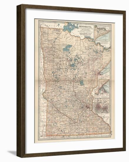 Map of Minnesota-Encyclopaedia Britannica-Framed Art Print