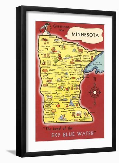 Map of Minnesota-null-Framed Art Print