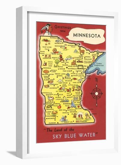 Map of Minnesota-null-Framed Art Print