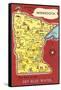 Map of Minnesota-null-Framed Stretched Canvas