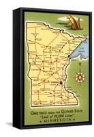 Map of Minnesota-null-Framed Stretched Canvas