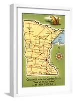 Map of Minnesota-null-Framed Art Print