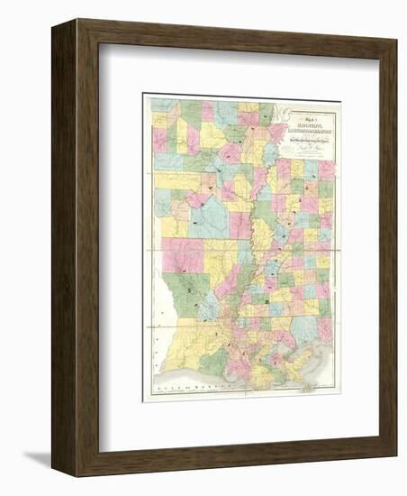 Map of Mississippi, Louisiana and Arkansas, c.1839-David H^ Burr-Framed Art Print